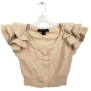 Nwot French Connection  Silk Gown Tan Angora Blend Flutter Sleeve Crop Top